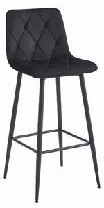 Czarne krzesło barowe NADO VELVET z czarnymi nogami
