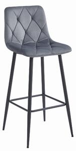 Ciemnoszare krzesło barowe NADO VELVET z czarnymi nogami
