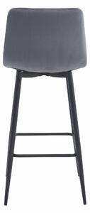 Ciemnoszare krzesło barowe NADO VELVET z czarnymi nogami