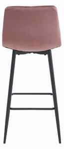 Ciemnoróżowe krzesło barowe NADO VELVET z czarnymi nogami