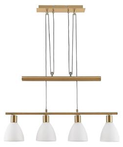 Lampa Wisząca Lindby, Simeon, ściemnialny, złoty | mosiężny, salon, szkło, nowoczesny
