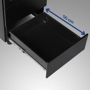 Kontener stalowy z 3 szufladami czarny mobilny
