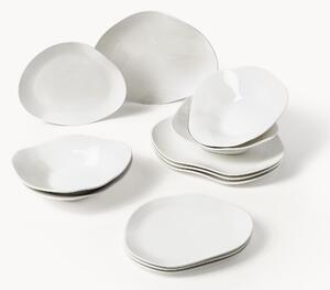 Komplet naczyń z porcelany o organicznym kształcie Joana, dla 4 osób, 12 elem