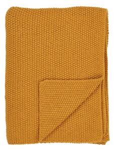 Żółty koc z bawełny z recyklingu dzianinowy 130x170 cm Santos – House Nordic
