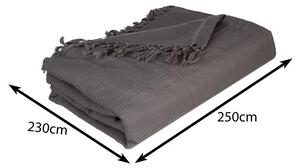 Narzuta na łóżko 230x250 frędzle grafit