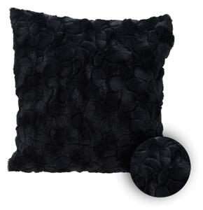 Poduszka czarna wytłaczane kwiaty 45 cm