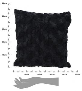 Poduszka czarna wytłaczane kwiaty 45 cm