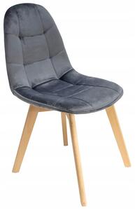 Szare krzesło drewniane tapicerowane - Oder
