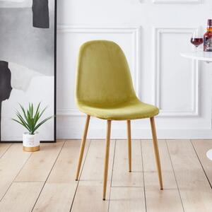 Krzesło tapicerowane do salonu Fox VII oliwkowe nogi okleina drewniana welur
