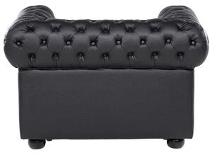 Klasyczny zestaw wypoczynkowy sofa fotel pikowany skóra czarny Chesterfield Beliani