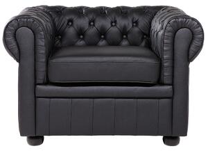 Klasyczny zestaw wypoczynkowy sofa fotel pikowany skóra czarny Chesterfield Beliani