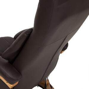 Fotel do masażu rozkładany podgrzewany brązowy z podnóżkiem ekoskóra Force Beliani