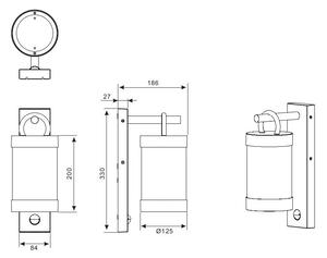 Elewacyjna LAMPA kinkiet SAMBESI 204169142 Trio metalowa OPRAWA ogrodowa tuba zewnętrzna z czujnikiem IP44 antracytowa - przezroczysty || grafit | antracyt