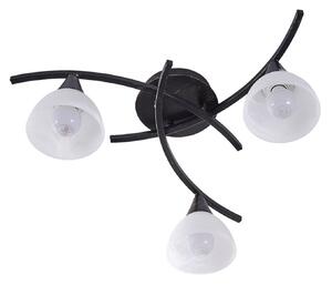 Lampa Sufitowa Lindby, Della, ściemnialny, czarny, salon, szkło, dworkowy | rustykalny