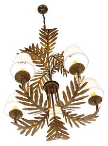 Żyrandol złoty z plisowaną zakrętką kremową 5-light - Botanica Oswietlenie wewnetrzne