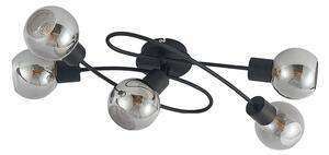 Lampa Sufitowa Lindby, Elaina, ściemnialny, czarny, salon, metal, nowoczesny