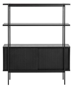 Czarny regał w dekorze jesionu z drzwiami przesuwnymi 94x114 cm Angus – Actona