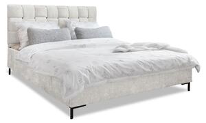 Kremowe tapicerowane łóżko dwuosobowe ze stelażem 160x200 cm Eve – Miuform