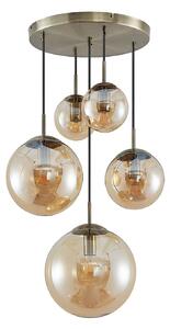 Lampa Wisząca Lindby, Teeja, ściemnialny, antyczny mosiądz, salon, szkło, vintage