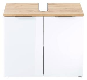 Biała szafka pod umywalkę w dekorze dębu 70x58 cm Pescara – Germania