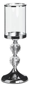 Świecznik srebrny glam metalowy szklany kryształowa noga 37 cm Cotui Beliani