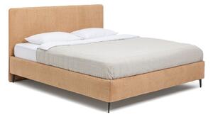 Musztardowe tapicerowane łóżko dwuosobowe ze stelażem 160x200 cm Noira Slim – Bonami Selection