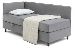 Szare tapicerowane łóżko jednoosobowe ze schowkiem i materacem 90x200 cm Avela – Bonami Selection