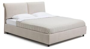 Beżowe tapicerowane łóżko dwuosobowe ze schowkiem i stelażem 160x200 cm Myra Pillow – Bonami Selection