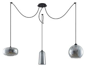 Lampa Wisząca Lucande, Zyli, ściemnialny, szary, salon, szkło, vintage