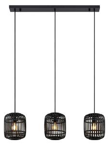 Lampa Wisząca Lindby, Canyana, ściemnialny, czarny, salon, drewno, dworkowy | rustykalny