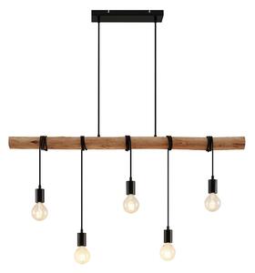 Lampa Wisząca Lindby, Rom, ściemnialny, drewniany, salon, drewno, nowoczesny