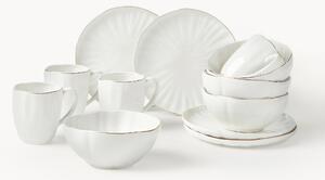 Komplet naczyń śniadaniowych z porcelany z reliefem Sali, dla 4 osób (12 elem.)