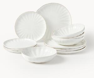 Komplet naczyń z porcelany z reliefem Sali, dla 4 osób (12 elem.)