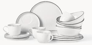 Komplet ręcznie wykonanych naczyń śniadaniowych z porcelany Salt, dla 4 osób (16 elem.)