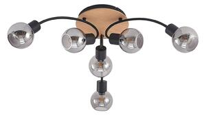 Lampa Sufitowa Lindby, Eridia, ściemnialny, drewniany, salon, szkło, nowoczesny