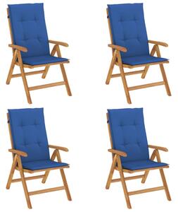 Rozkładane krzesła ogrodowe z poduszkami, 4 szt., drewno tekowe