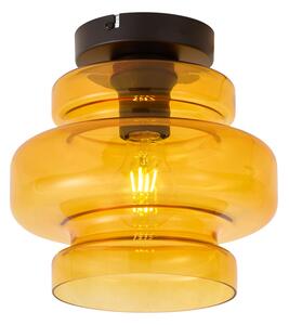 Retro lampa sufitowa czarna z pomarańczowym szkłem - Denise