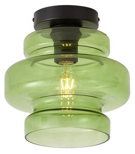 Retro lampa sufitowa czarna z zielonym szkłem - Denise