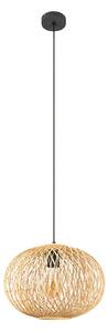Lampa Wisząca Lindby, Solvira, ściemnialny, drewniany, salon, bambus, boho