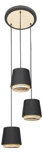 Lampa Wisząca Lindby, Ananya, ściemnialny, czarny, salon, metal, dworkowy | rustykalny