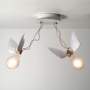 Lampa Sufitowa Ingo Maurer, Lucellino Doppio, ściemnialny, biały, salon, design