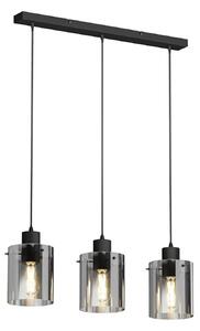 Lampa Wisząca Lindby, Kourtney, ściemnialny, czarny, salon, szkło, nowoczesny