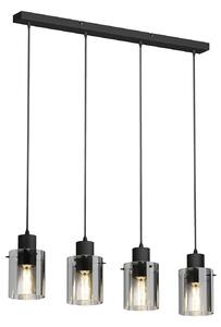 Lampa Wisząca Lindby, Kourtney, ściemnialny, czarny, salon, szkło, nowoczesny