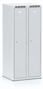 Szafa ubraniowa S7 obniżona, 2-drzwiowa, 1500 x 600 x 500 mm, demontaż, zamek cylindryczny, drzwi szare