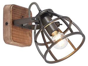 Lampa Ścienna Lindby, Rutger, ściemnialny, drewniany, salon, metal, vintage
