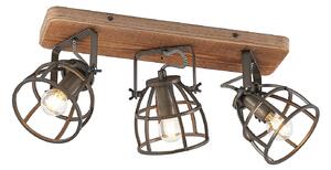 Lampa Sufitowa Lindby, Rutger, ściemnialny, drewniany, salon, drewno, vintage