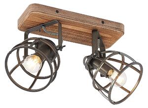 Lampa Sufitowa Lindby, Rutger, ściemnialny, drewniany, salon, drewno, vintage