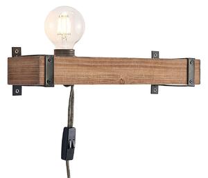 Lampa Ścienna Lindby, Sverina, drewniany, salon, drewno, dworkowy | rustykalny