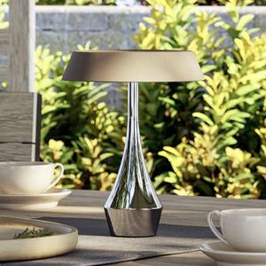 EGLO Lampa stołowa LED z akumulatorem TURCIO, chrom/beż, 20 cm, IP44, ściemniana możliwość ściemniania, chromowy / srebrny, salon / jadalnia, metal