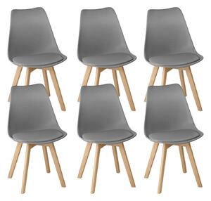 Zestaw 6 krzeseł do jadalni BEALIFE, skandynawski design, łatwe w pielęgnacji | Do jadalni, gabinetu i restauracji | Czarny/biały/szary TB18